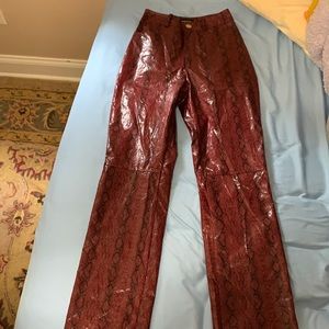 Maroon snakeskin PrettyLittleThing pants